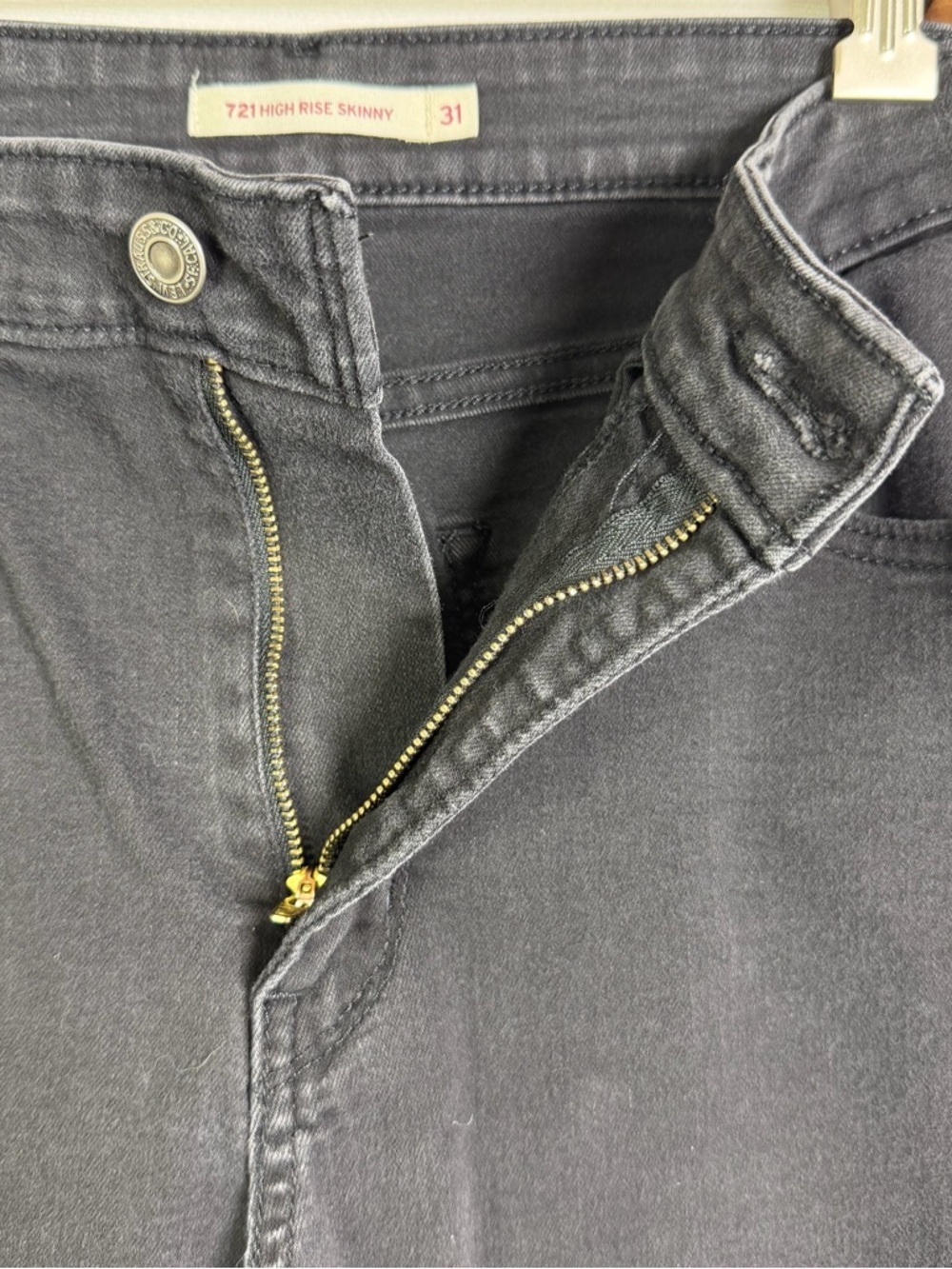 Levi’s 721 Womens Skinny Jeans Black Wash Stretch Denim Sz 31x28 Classic - Picture 4 of 10